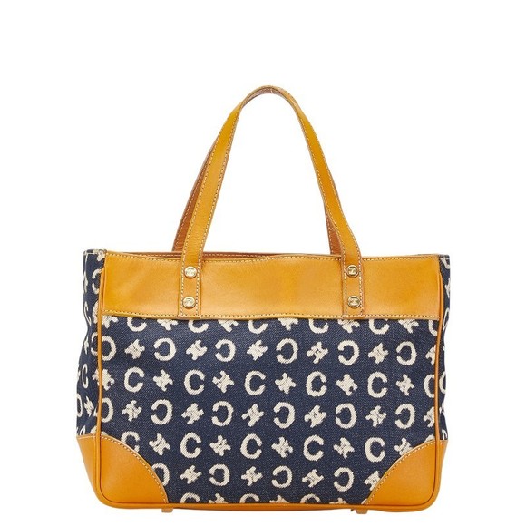 Celine Macadam denim brown Navy Blue leather handbag - Picture 1 of 8